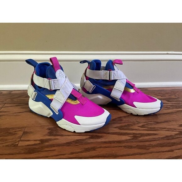 Nike Air Huarache City Racer Blue Fuchsia Blast Gs AJ6662-401 Size 4Y - Picture 4 of 6
